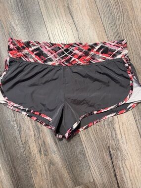 SO Women's Athletic Shorts with Pink, & Gray Patterned Waistband